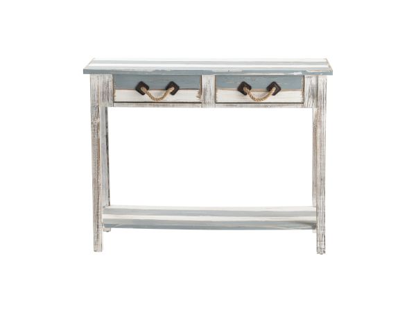 Crestview 42.5 In. Blue Solid Wood 2 Drawer Accent Console Sofa Table