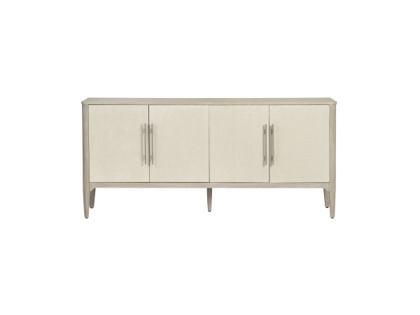 Crestview 74 In. Beige Solid Wood 4 Door Media Credenza Sideboard White Washed With Beige Undertone