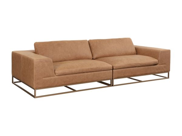 Sunpan Ira Sofa in Camel Leather