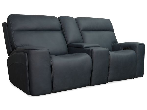 Hooker Furniture Riverton Power Gliding Console Loveseat with Power Headrest and Lumbar in Blue