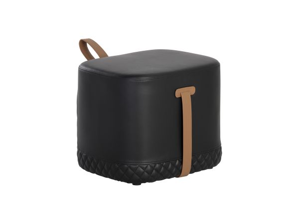 Sunpan Axio Ottoman in Napa Black / Napa Cognac