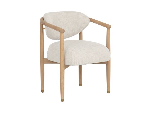 Sunpan Sigrid Dining Armchair in Light Oak - Monument Oatmeal