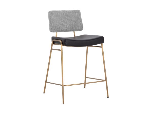 Sunpan Brinley Counter Stool in Gold - Nightfall Black / Chacha Grey