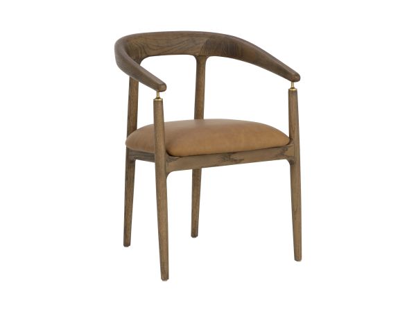 Sunpan Valmont Dining Armchair in Milliken Cognac