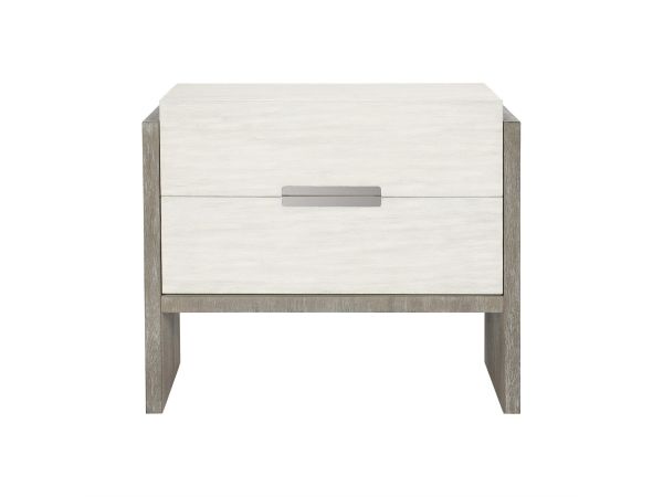 Bernhardt Furniture Foundations Two Drawer Nightstand in Light Shale & Linen