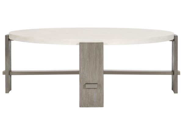 Bernhardt Furniture Foundations Cocktail Table in Light Shale & Linen