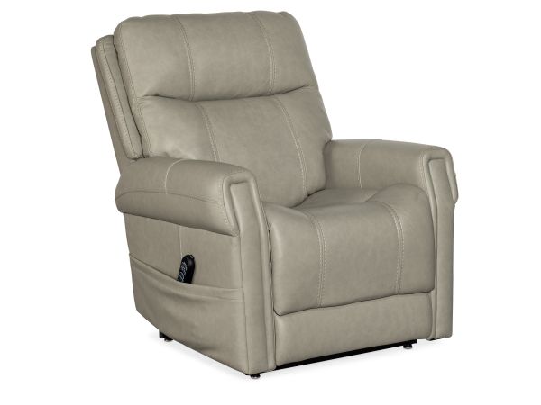 Hooker Furniture Carroll Power Recliner with Power Headrest, Lumbar & Lift in Light Gray