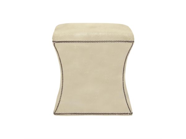 Bernhardt Furniture Roscoe Leather Ottoman in Ivory