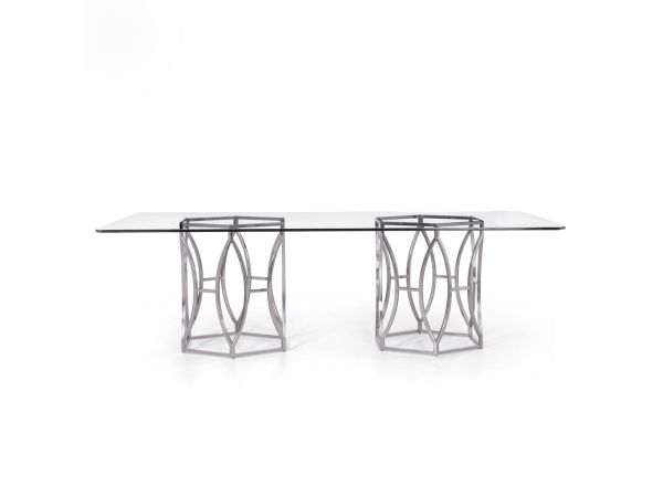 Bernhardt Furniture Argent Rectangular Dining Table in Silver
