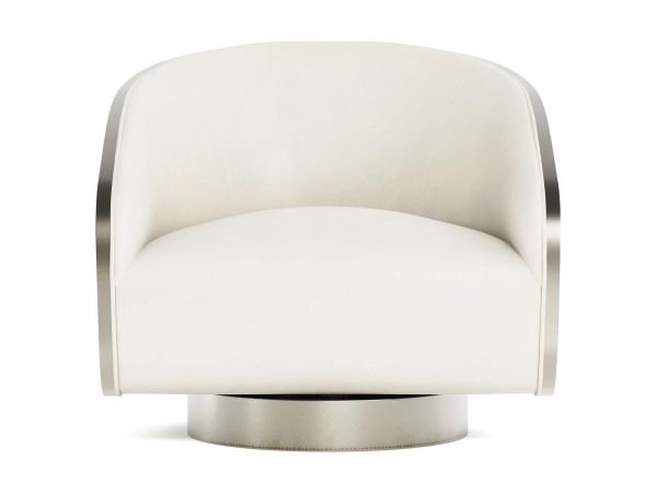 Bernhardt Furniture Miles Leather Swivel Chair in White