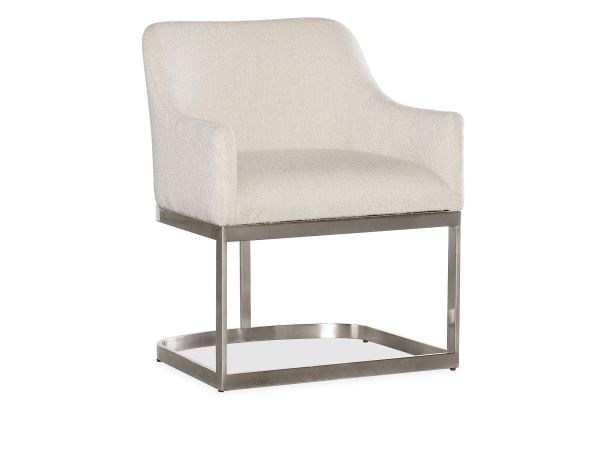 Hooker Furniture Modern Mood Upholstered Arm Chair with Metal Base in Pewter