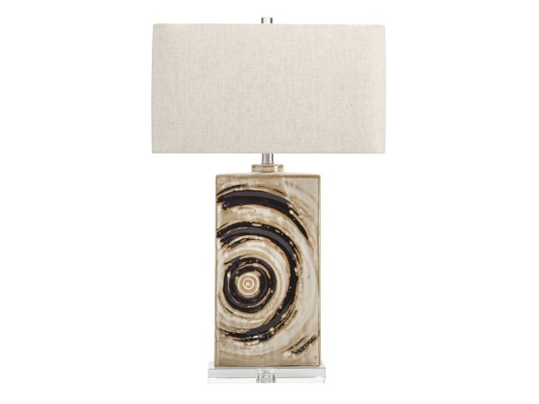 Crestview 30" Ceramic Table Lamp With Crystal Base And Rectangular Linen Oat Shade