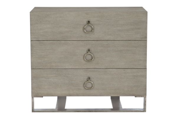 Bernhardt Furniture Linea Three Drawer Nightstand in Cerused Greige