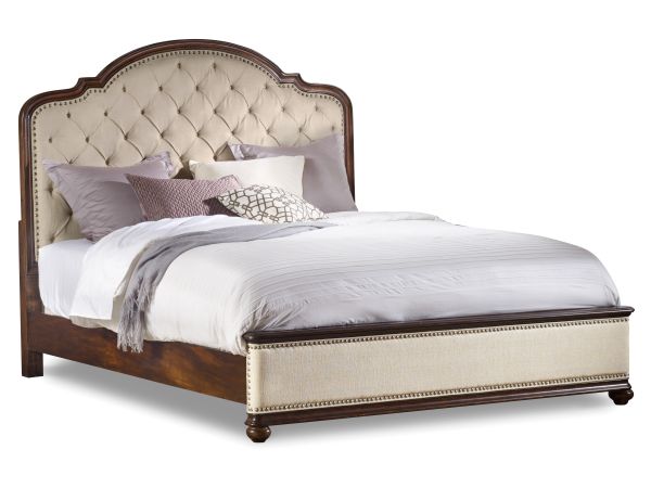 Hooker Furniture Leesburg Upholstered Bed with Wood Rails in Leesburg