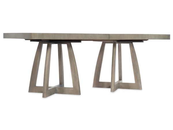 Hooker Furniture Affinity 78in Rectangle Pedestal Dining Table with 2-18in Leaves in Greige Sand-Blasted