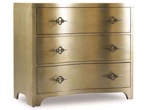 Hooker Furniture Sanctuary Three-Drawer Shaped Front Gold Chest in Gold
