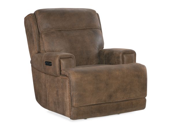 Hooker Furniture Wheeler Power Recliner with Power Headrest in Brown