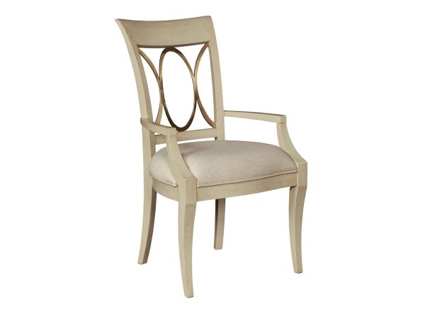 American Drew Lenox Arm Dining Chair in Alabaster/Champagne