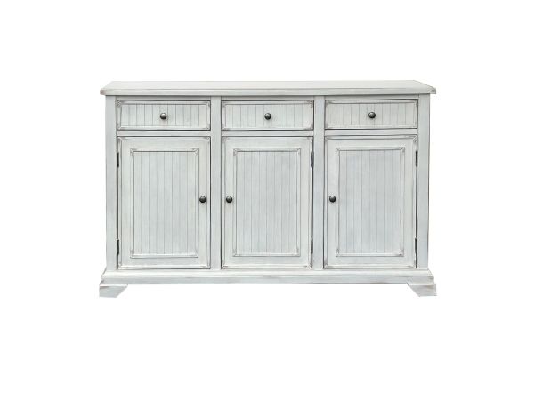 Crestview 55.5 In. White Wooden 3 Drawer 3 Door Sideboard Buffet Table