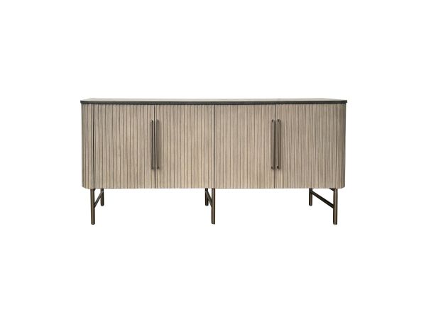 Crestview 72 In. Gray Wooden 4 Door Media Credenza Sideboard