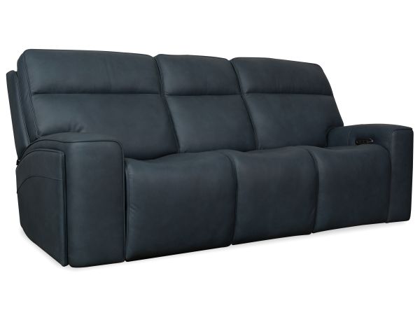 Hooker Furniture Riverton Power Sofa with Power Headrest and Lumbar in Blue