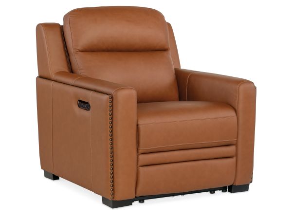 Hooker Furniture McKinley Power Recliner with Power Headrest & Lumbar in Dark Wood
